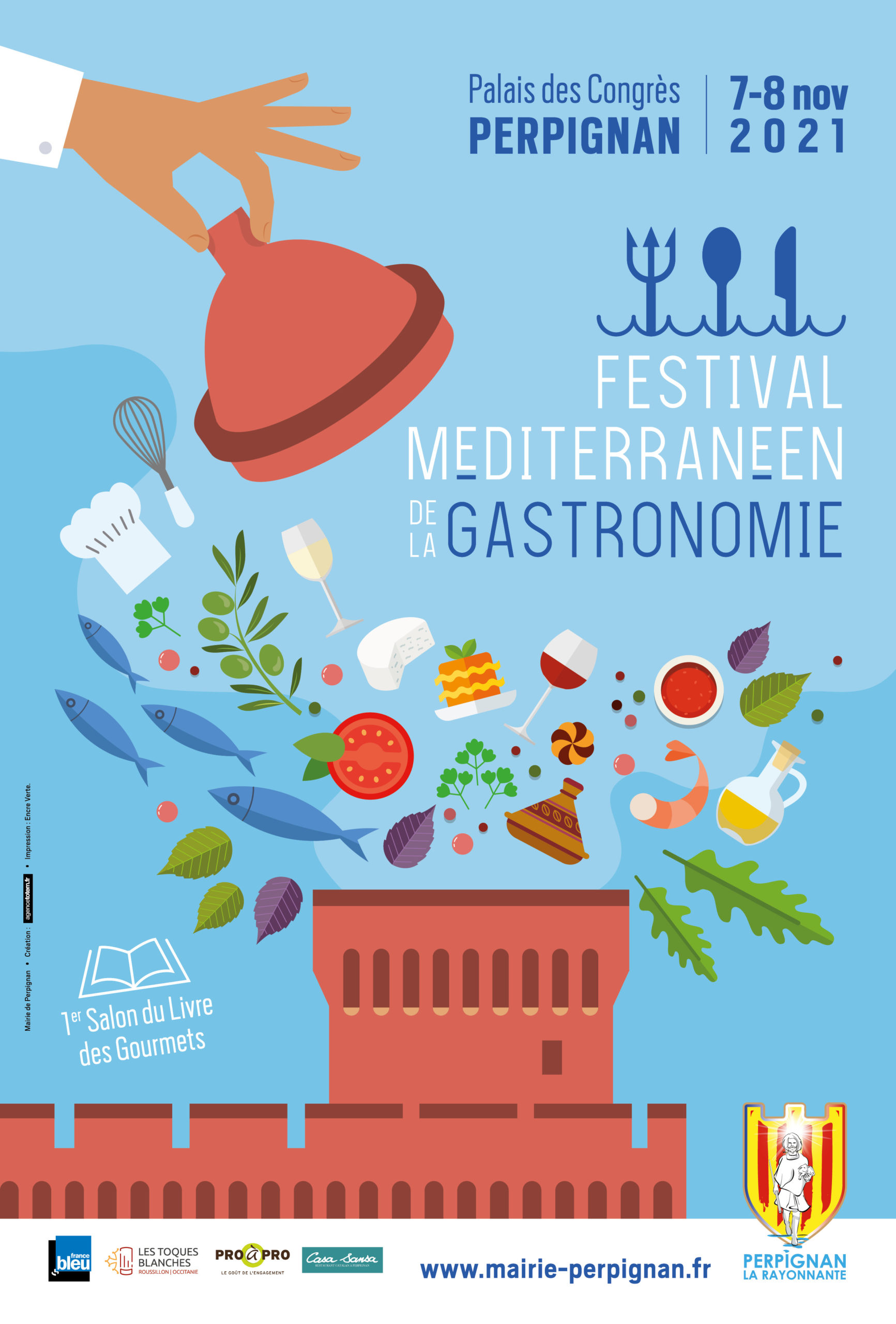 Affiche illustration festival gastronomie Perpignan
